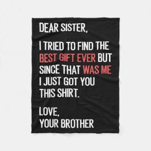 Dear Sister Quote Funny Sibling Humour Joke From Fleece Blanket