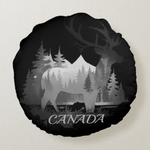 Dear Stag Canada Black & White Fade Round Cushion