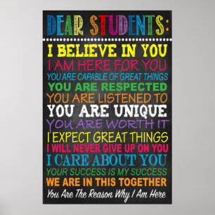 Dear Students Teacher Classroom Poster