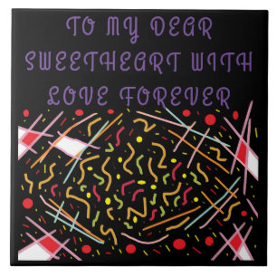 Dear sweetheart message red purple design ceramic tile