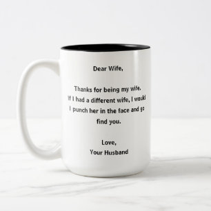 Dear Wife Funny Love Two-Tone Coffee Mug