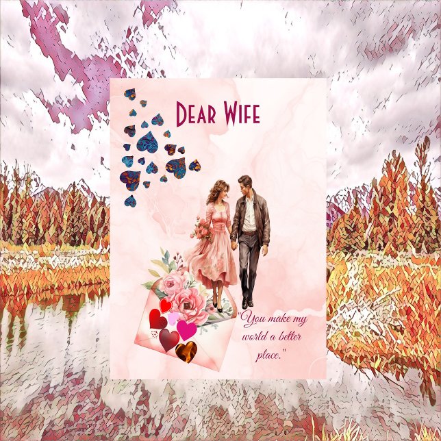 Dear Wife Romantic Quote Heart Valentines Day Card (Dear Wife Romantic Quote Heart Valentines Day Card)