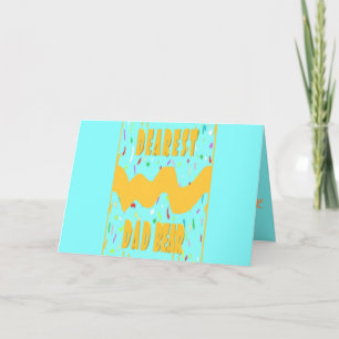 Dearest Dad Bear fun design med blue mustard colou Card