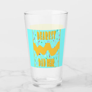 Dearest Dad Bear fun design med blue mustard colou Glass
