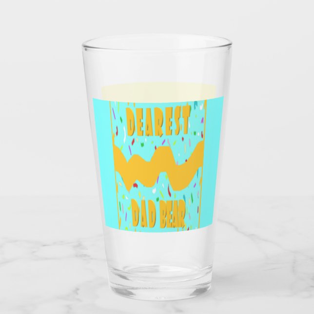 Dearest Dad Bear fun design med blue mustard colou Glass (Front)