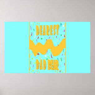 Dearest Dad Bear fun design med blue mustard colou Poster