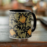 Dearle Gold Anemones William Morris Mug<br><div class="desc">This design is orange gold anemones on a black background.</div>