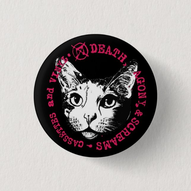 Death, Agony, & Screams Cassettes and Vinyl 3 Cm Round Badge (Front)