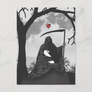 DEATH AND HIS BUNNY POSTCARD