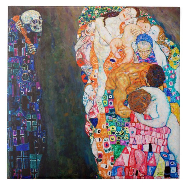 Death and Life, Gustav Klimt Ceramic Tile (Front)