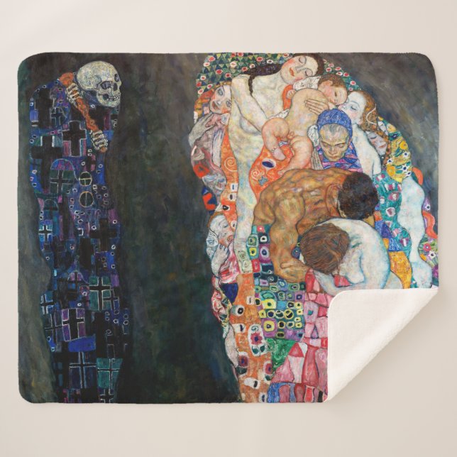 Death and Life | Gustav Klimt | Sherpa Blanket (Front (Horizontal))