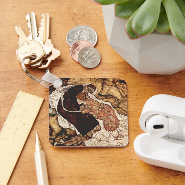 Death And The Maiden by Egon Schiele Key Ring (Desk)