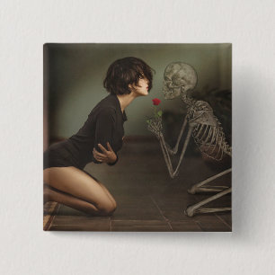 Death and the Young Woman 15 Cm Square Badge