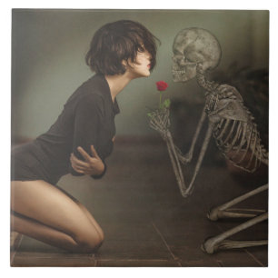 Death and the Young Woman Ceramic Tile