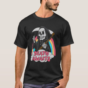 Death Awaits Pastel Goth Grim Reaper Death Emo Pun T-Shirt
