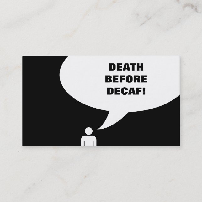death before decaf coffee punch card (Front)