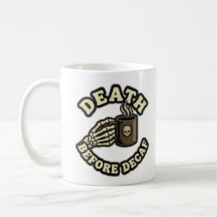 Death Before Decaf   Funny Retro Skull & Coffee  Mug