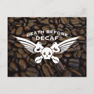 death before decaf postcard