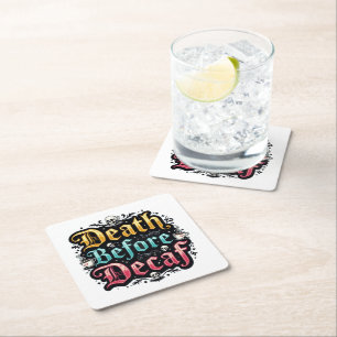 Death Before Decaf Square Paper Coaster