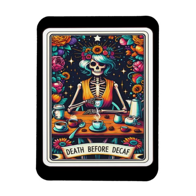 Death Before Decaf Tarot Card Collection Magnet (Vertical)