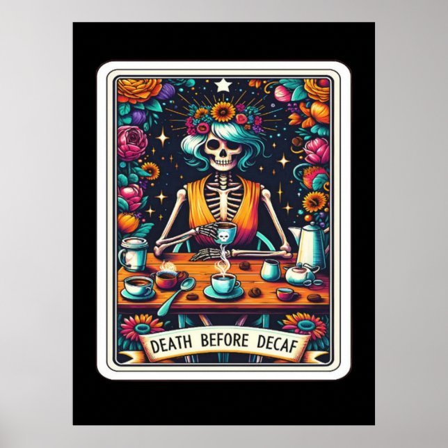 Death Before Decaf Tarot Card Collection Poster (Front)
