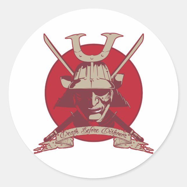 Death Before Dishonour Samurai Classic Round Sticker (Front)