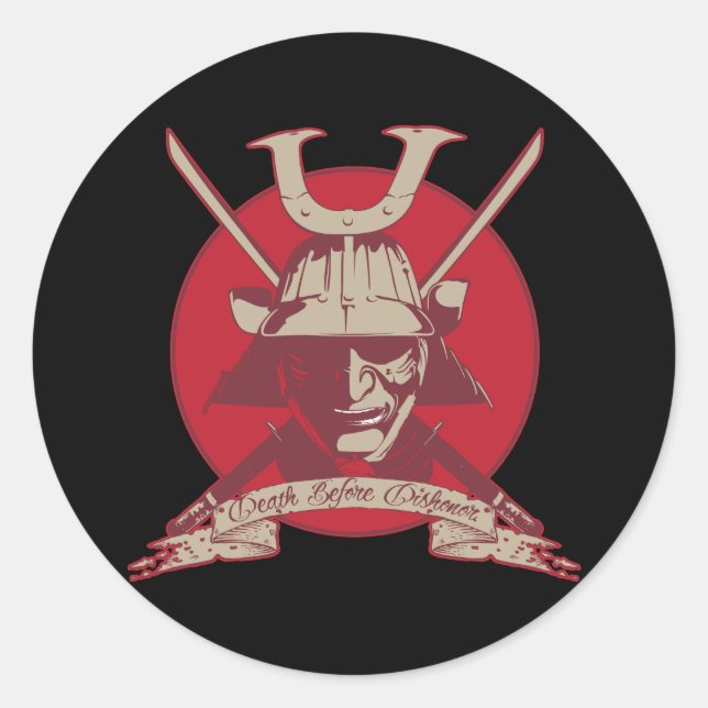 Death Before Dishonour Samurai Classic Round Sticker (Front)