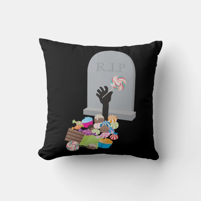 Death by Candy Halloween Design Cushion (Front)