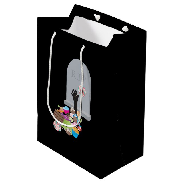 Death by Candy Halloween Design Medium Gift Bag (Front Angled)