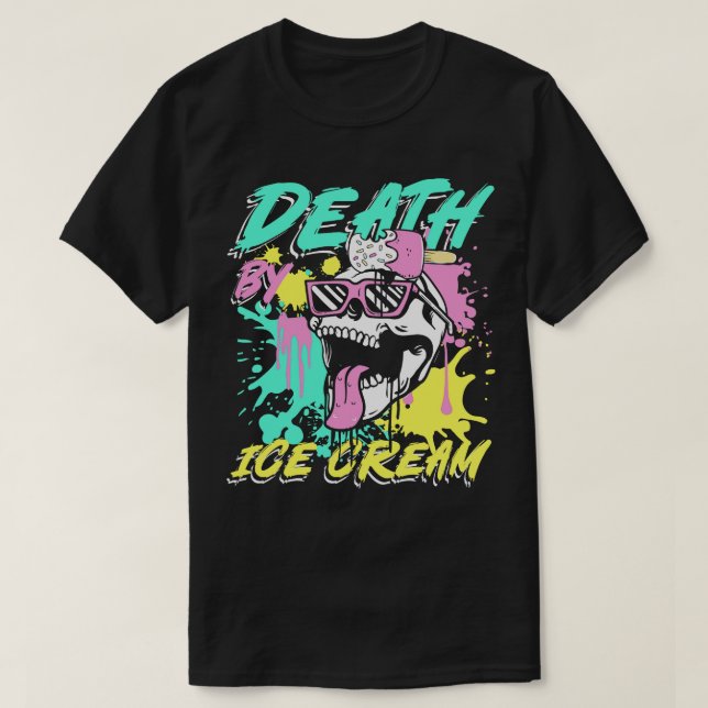 Death by ice cream cool summer skull T-Shirt (Design Front)