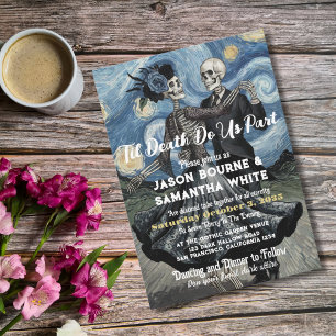 Death Do Us Part Skeleton Couple Wedding,Gothic Invitation