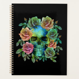 DEATH GREEN SKULL WITH FLOWERS PLANNER