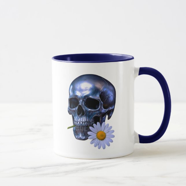 Death head and toothed flowers mug (Right)