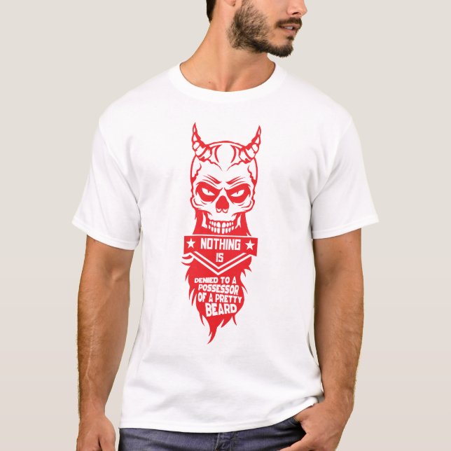 death head hipster quotation devil beard 2 post T-Shirt (Front)