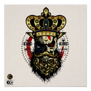 Death head hipster skulls bearded and mustachu poster