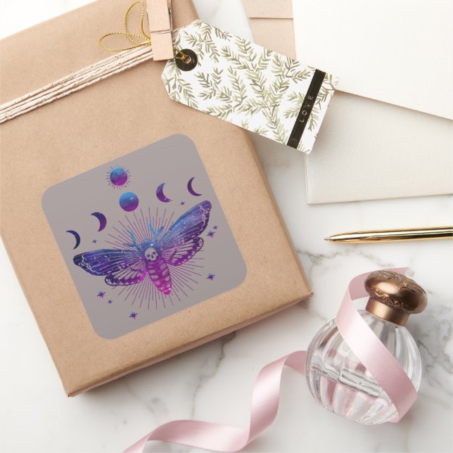 Death Head Moth Occult Square Sticker (Gifting)