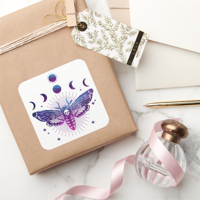 Death Head Moth Occult Square Sticker (Gifting)