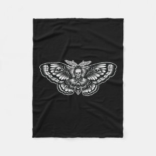 Death Head Moth Tattoo Art-inspired Symbolic Fleece Blanket