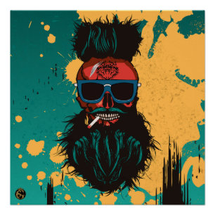 Death head punk hipster G-skulls crazy skull Poster