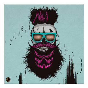 Death head punk hipster G-skulls skull i love de Poster