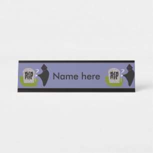 Death in the Cemetery Halloween Custom Desk Sign