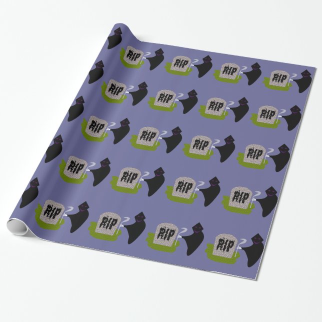 Death in the Cemetery Halloween Wrapping Paper (Unrolled)