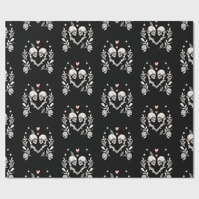 Death Lovers Gothic Skeleton Wedding Wrapping Paper (Flat)