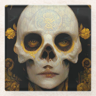 Death Mask Fantasy Sci-Fi Art Glass Coaster