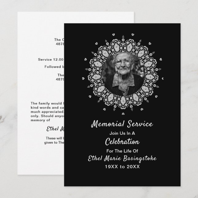 Death Memorial Service Invitations (Front/Back)