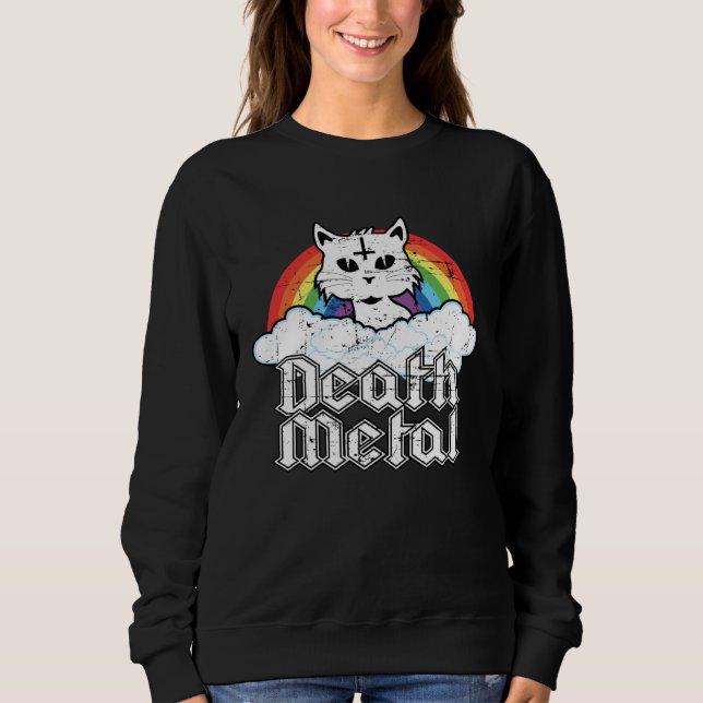 Death Metal Cat Soft Goth Grunge Aesthetic Cat Kit Sweatshirt (Front)
