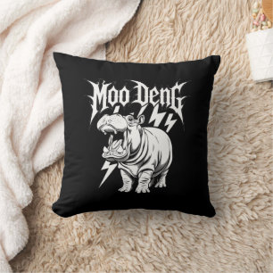 Death Metal Cute Baby Hippo Moo Deng Hippopotamus Cushion