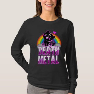 Death Metal Cute Cat Kitten Rainbow Upside Down Cr T-Shirt