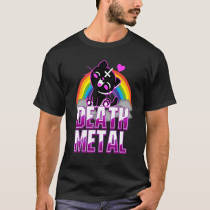 Death Metal Cute Cat Kitten Rainbow Upside Down Cr T-Shirt