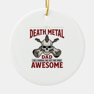 Death Metal Dad Skull Guitar Vintage Shirt Design_ Ceramic Ornament